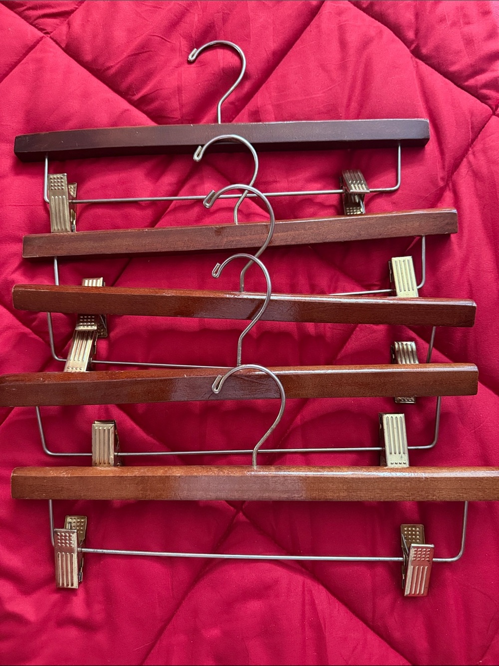 Wooden Clip Hangers in Deep Red - Home Wall Decor